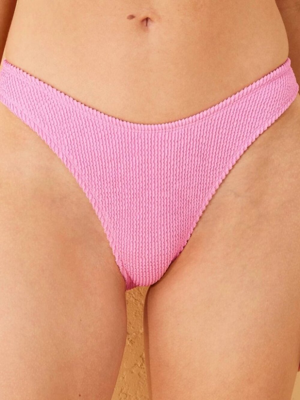NWT Wild Fable Textured Low-Rise Extra High Leg Extra Cheeky Bikini Bottom Pink